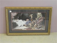 Victorian Lady Sleeping with Angels in Gold Frame