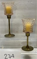 Brass candle holders w/ votive