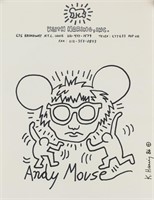 American Ink on Paper Inscribed Keith Haring
