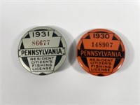 1930 & 1931 PA RESIDENTS FISHING LICENSES: