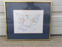 FRAMED PICASSO DOVE OF PEACE PRINT 15x13