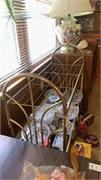 Metal brass colored vintage shelving system, 29 x