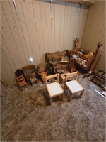 Doll furniture and two children's chairs