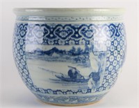 Oriental Blue and White Porcelain Planter