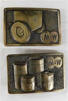 Two 1980's M and W brass belt buckles