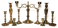 Brass Candle Holders Lot of 9