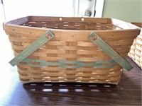 Large LONGABERGER Basket with Green Weave Accent