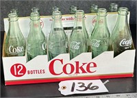 Vintage 12 Pack Carrier w 12 Coca-Cola Bottles