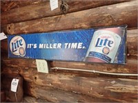 Miller Lite It's Miller Time Metal Sign - 40"Wx9"H