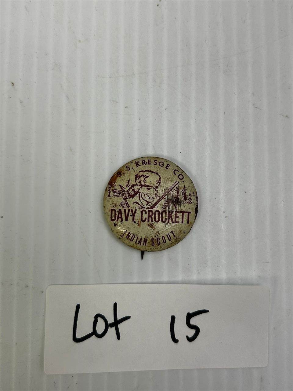 Old Indian Scout Davy Crockett Pin