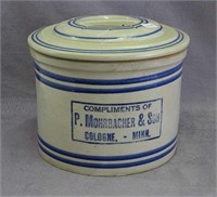 RW 5 lb pantry jar w/lid, "Cologne, Minn"