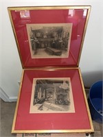 C. 1880 T R. Way English Pair of Lithographs