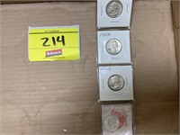 (5) WASHINGTON QUARTERS, 1956, 1958, 1960, 1962,