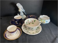 Dealer Box Lot China Tea Cups & Figurine