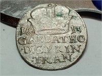 OF)  1613 Poland silver 1/2 groat groschen
