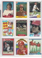 PETE ROSE LOT OF 9 1980s BASEBALL CARDS