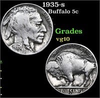 1935-s Buffalo Nickel 5c Grades vg+