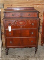 Antique 5 Drawer Chest with Stenciled Front