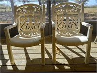 Pair of Outdoor Ornate Plastic Lawn Chairs