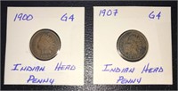 1900 & 1907 Indian Head Coins