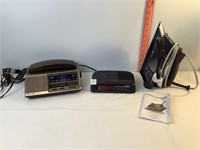 Rowenta Iron, GE Radio Phone & Alarm Clock