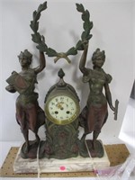 Vintage Statue Clock w/ Marble Stand