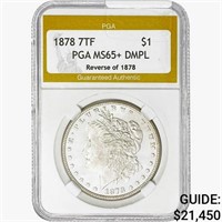 1878 7TF Morgan Silver Dollar PGA MS65+ DMPL REV