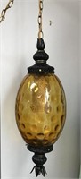 Amber glass swag light fixture