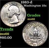 1983-d Washington Quarter 25c Grades GEM+ Unc