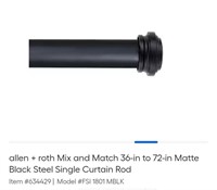 2 Allen + Roth 36-72" Drapery Rods-Matte Black