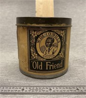 Vintage Old Friend Tobacco Tin Black Americana