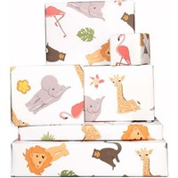 6 Wrapping Paper Sheets - Jungle Animals - Boys &