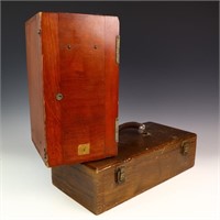 Two antique wooden medical boxes