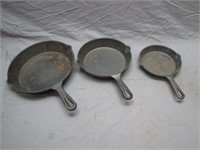3 Assorted Cast Iron Frying Pans