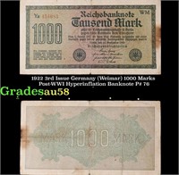 1922 3rd Issue Germany (Weimar) 1000 Marks Post-WW