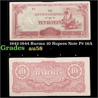 1942-1944 Burma 10 Rupees Note P# 16A Grades Choic