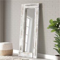 Barnyard Rustic Farmhouse Mirror - White 58 x 24
