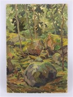 1943 Helmer Barklund Mossy Forest Painting