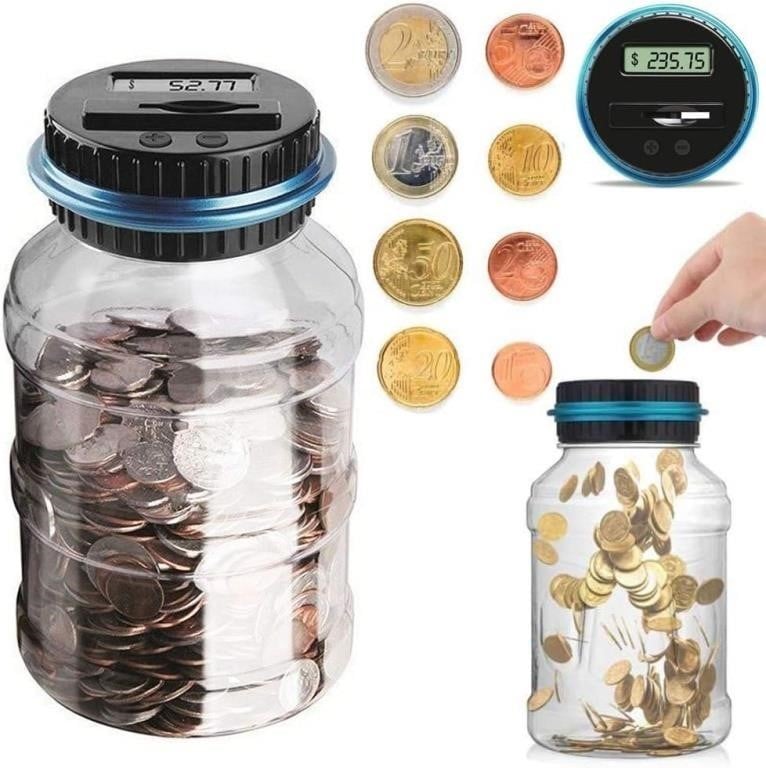 Digital Coin Bank Jar Coin Counter Storage,