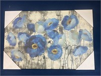 Wall Art Print Aquamarine Floral on White Frame