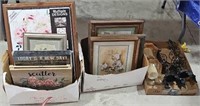 (3) boxes of pictures, decor & more