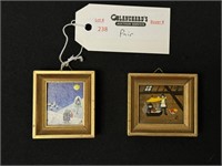 Pair of Handgemaltes Miniaturbild Paintings