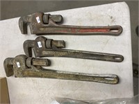 Three Ridgid Pipe Wrenches