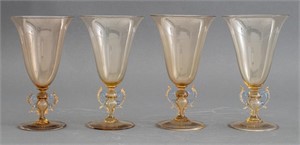 Four Murano Venetian Glass Goblets, 4