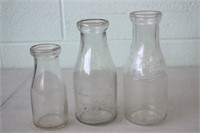 3 Vintage Simcoe Milk Bottles