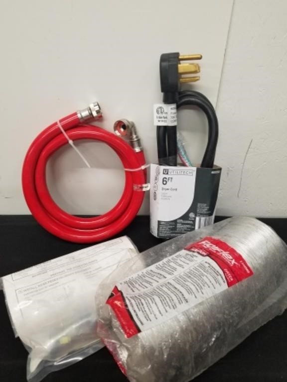 New 6 ft dryer cord, dryer vent, pedestal Riser