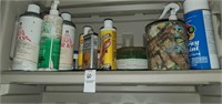 Shelf of random paintscar supplies, and powerbait