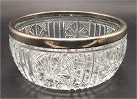 Vintage Raimond Lead Crystal Bowl Silver Rim