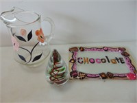 Vintage Gay Fad Pitcher, Chocolate Glass Plate,