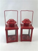 Red Tea Candle Lanterns 10"